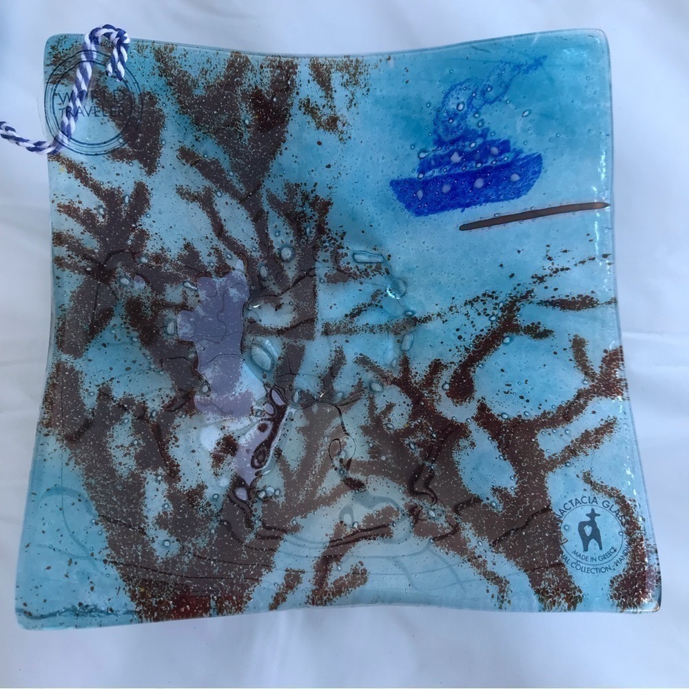 ANACTACIA Fused Glass Plate Dish Hand Made in Greece